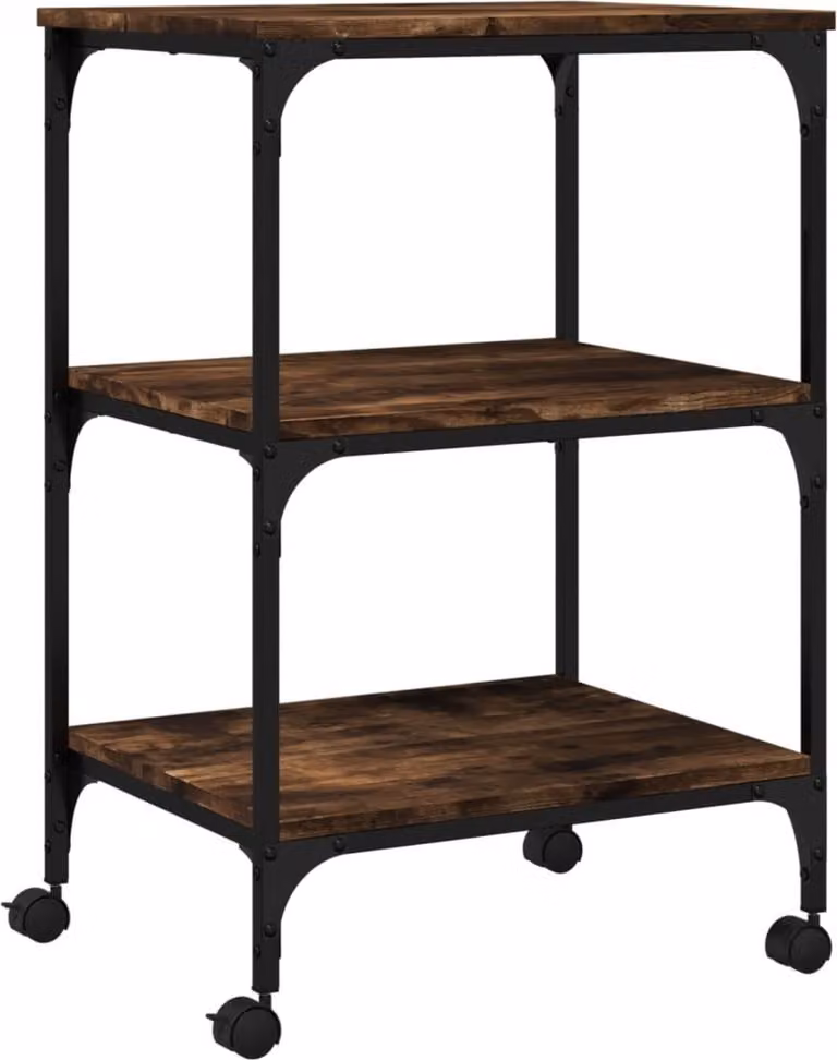 Supporto Stampante 3 Livelli Rovere Fumo 50x41x75cm Multistrato