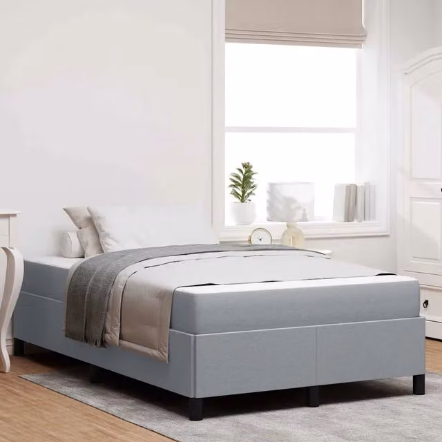 Letto a molle moderno vidaXL in tessuto grigio con struttura in legno e metallo L/P/H: 120,5 x 191 x 280 cm – 1