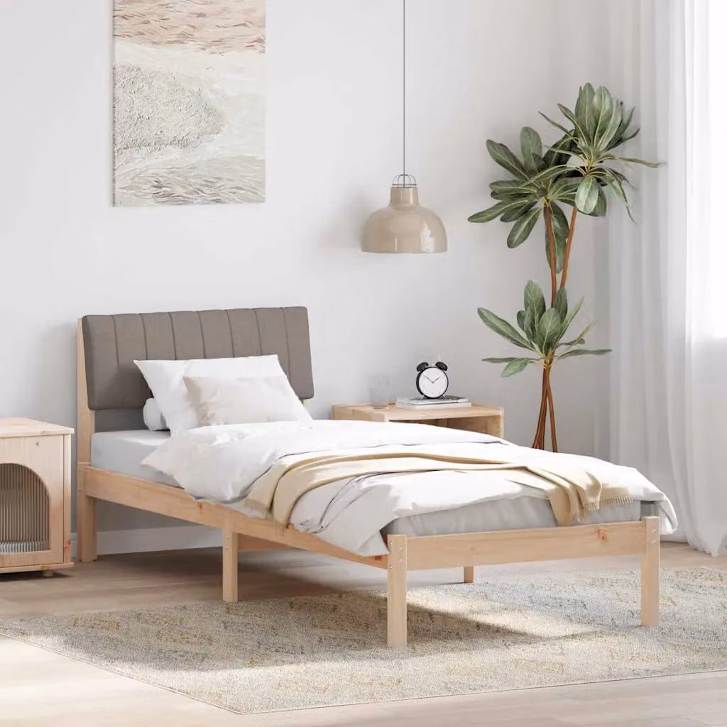 Struttura del letto con testiera vidaXL in legno di pino marrone, stile minimalista, 80 x 190 cm