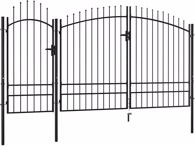 Cancello da Giardino Woerden in acciaio 1,95x4 m Nero 144366