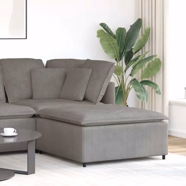 Modulo Poggiapiedi per Divano da Giardino Modulare Grigio L: 100 cm, P: 100 cm, H: 48 cm