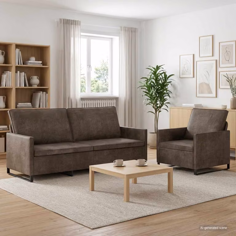 Set di 2 divani moderni vidaXL in tessuto microfibra grigio con struttura in metallo per il tuo soggiorno