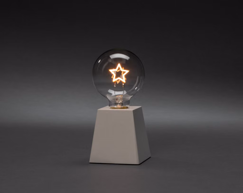 Konstsmide Lampada da tavolo a LED "Star", bianca, con timer 6 ore, 1 diodo color ambra, a batteria, per interni, batteria: 3 x AAA 1,5V (escl.) - 1813-200
