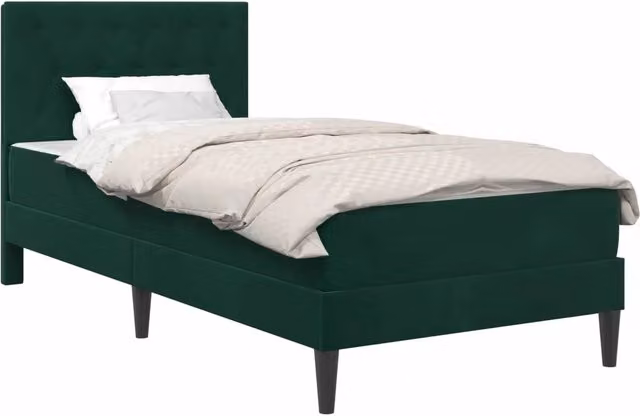 Letto singolo | Letto per adulti | Struttura letto con materasso Verde Scuro 100 x 200 cm Velluto