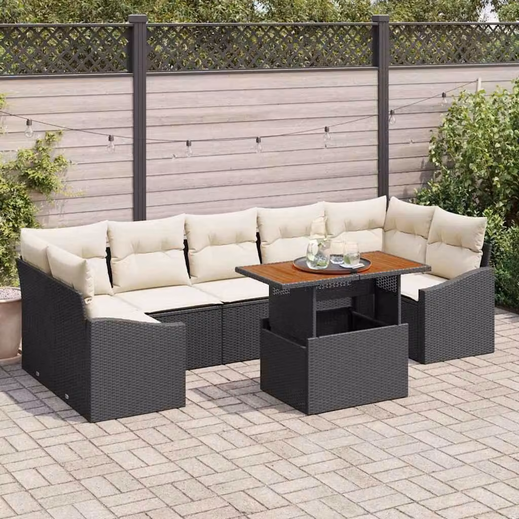 Maison Exclusive - Set da giardino composto da 8 pezzi, colore nero e beige