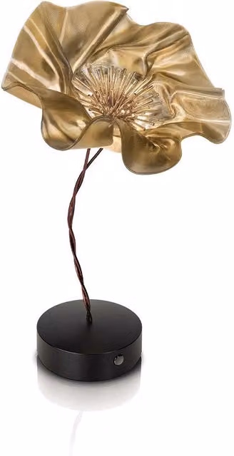 Slamp Lafleur Lampada da tavolo ricaricabile LED con tecnologia touch e dimmerabile, colore nero e oro/ottone