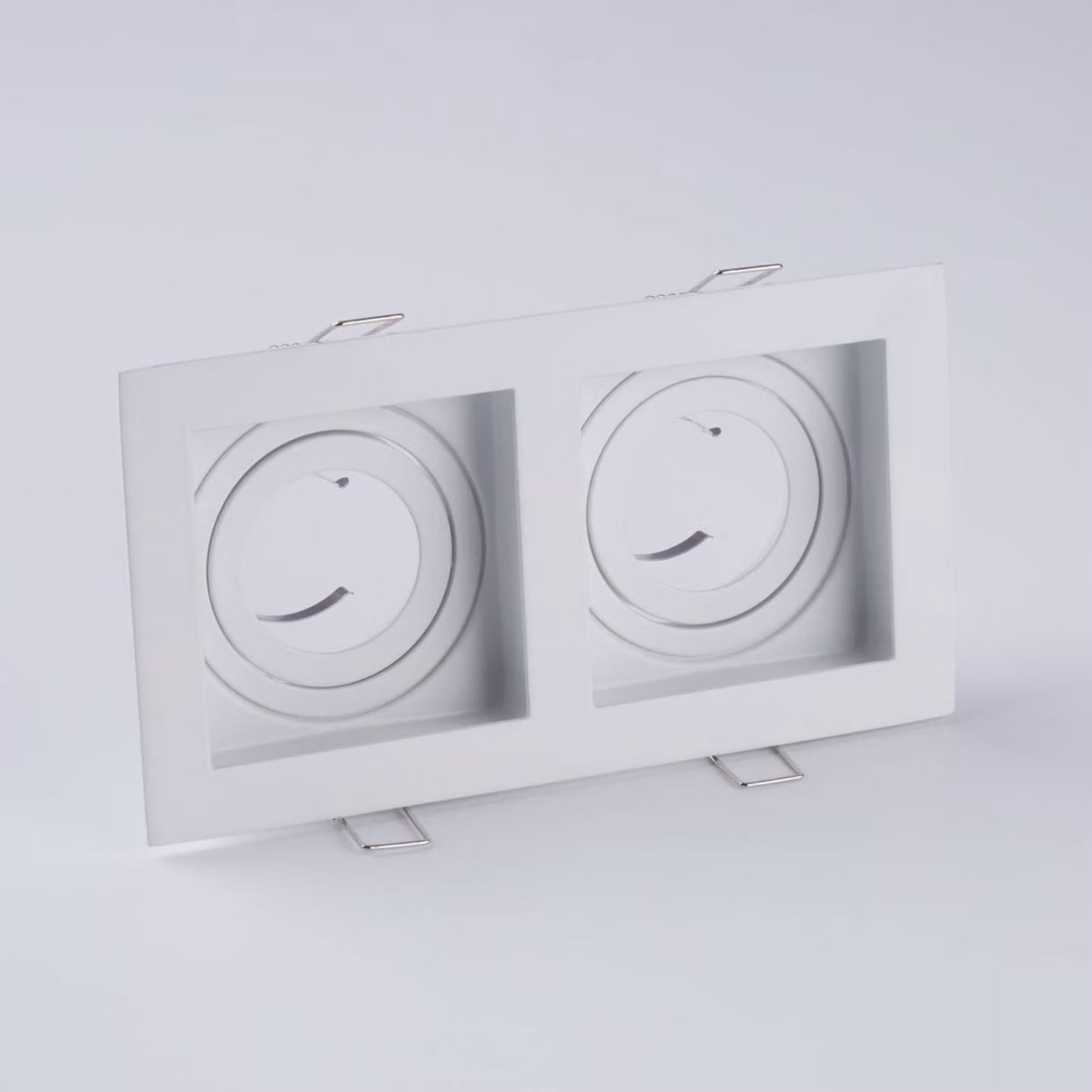 Searchlight Luci da incasso Grid Two, a 2 luci, bianco, 18,5x10 cm, alluminio, GU10 dimmerabile, Bianco / Opale, Soggiorno / Sala da pranzo, Alluminio, Moderno, Faretto da incasso