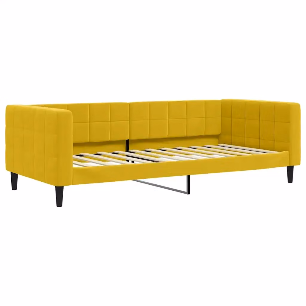 Letto da giorno vidaXL in velluto giallo con struttura in metallo e legno – 2