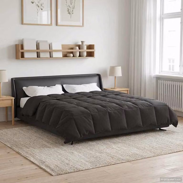 Piumone Completo Annuale 4 Stagioni vidaXL in Microfibra Traspirante e Reversibile, Antracite, 200 x 220 cm