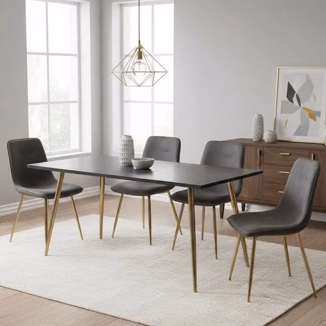 Set di 4 sedie moderne DMORA in tessuto velvet grigio con dettagli oro per cucina e soggiorno – 1