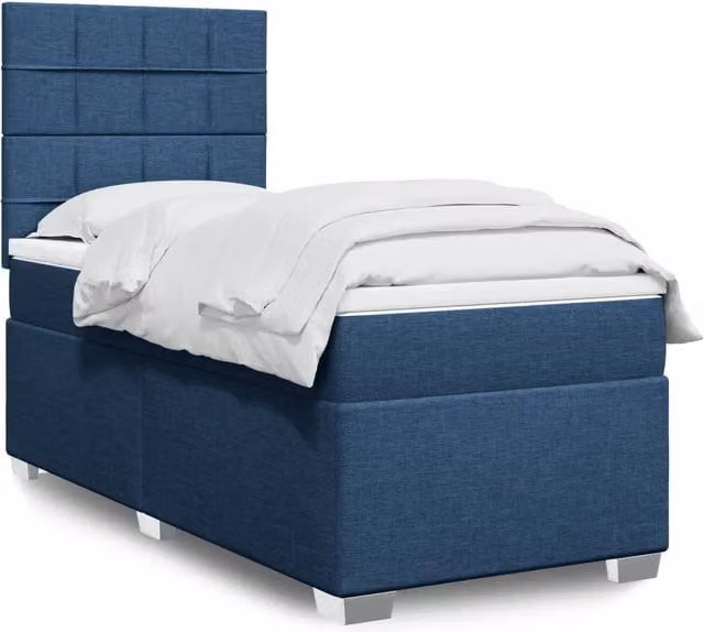Letto Ibrido con Materasso a Molle vidaXL in Tessuto Blu e Bianco L/P/H: 90 x 190 x 150,5 cm