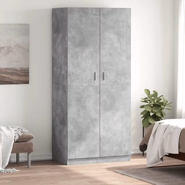 Armadio moderno vidaXL in legno multistrato grigio opaco L: 90 cm, P: 52 cm, H: 200 cm