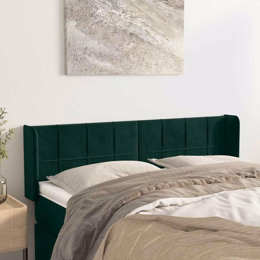 Testiera ad orecchio vidaXL in velluto verde scuro L: 147 cm, P: 16 cm, H: 78-88 cm