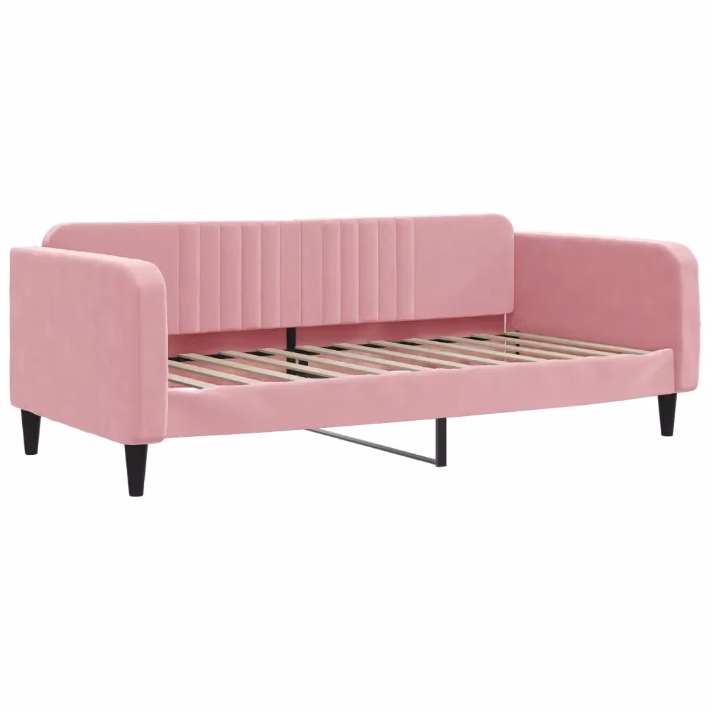 Letto da giorno rosa in velluto vidaXL L/P/H: 223 x 110 x 75 cm – 2