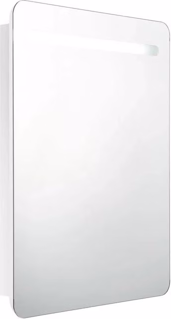 Armadietto Bagno con Specchio e LED-Mobiletto a specchio Bianco Lucido 60x11x80 cm