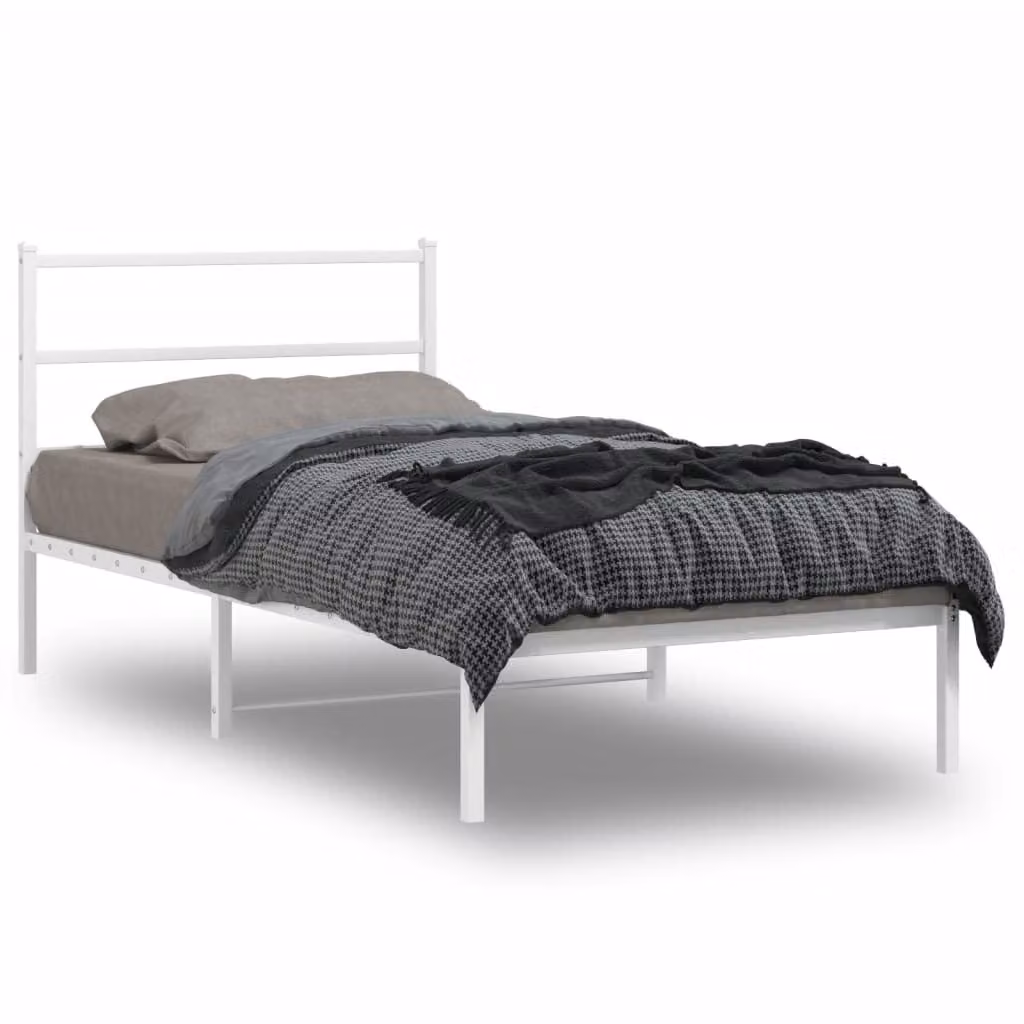 vidaXL Giroletto con Testiera in Metallo Bianco L/P/H: 100 x 200 cm