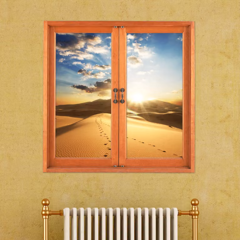 Deserto 3D Artificiale Vista Finestra 3D Decalcomanie Murali Sole Set Camera PAG Adesivo Casa Decorazione Murale Regalo