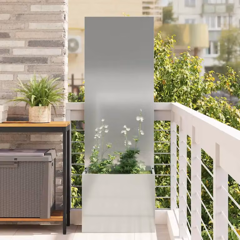vidaXL Paravent per privacy in giardino in acciaio zincato Argento L: 50 cm, P: 32 cm, H: 150 cm