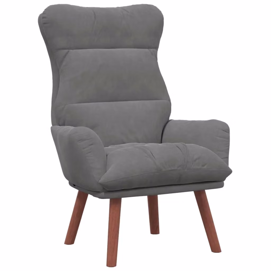 Poltrona relax moderna in velluto grigio scuro con braccioli e struttura in legno – 2