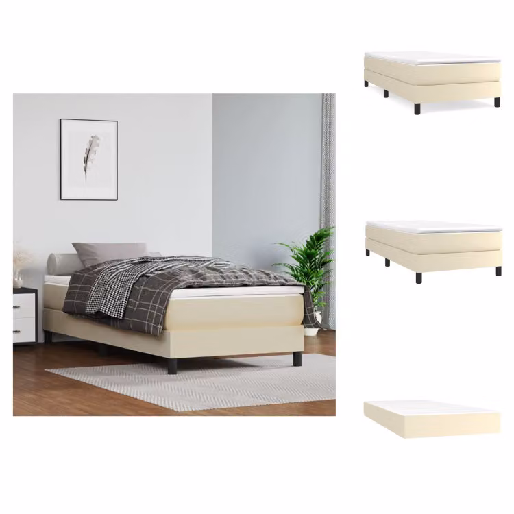 Letto boxspring con materasso VidaXL, color crema, 80x200 cm, in ecopelle -  Letti e reti
