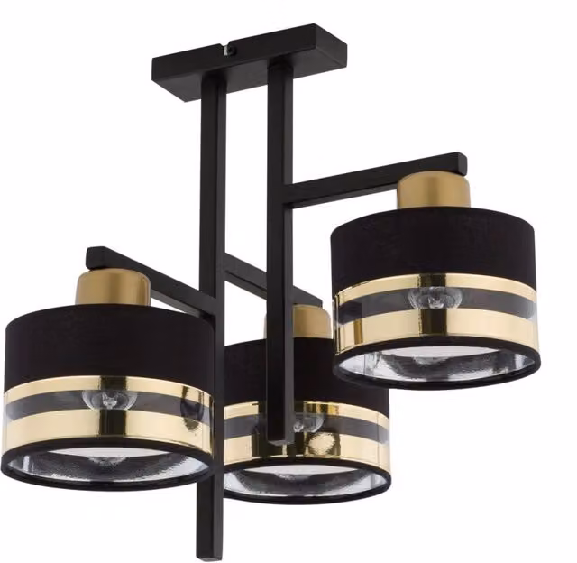 Plafoniera moderna Sigma Lighting nero e oro con 3 lampadine E27 dimmabile