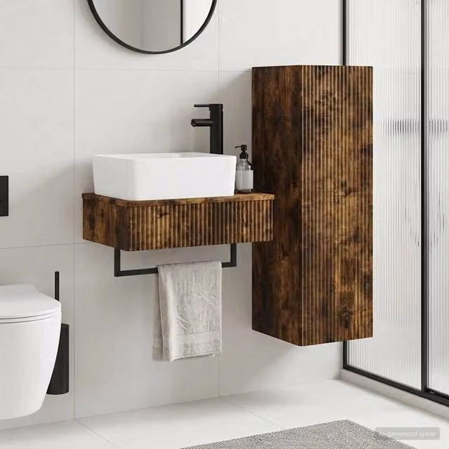 Set di mobili per il bagno 2 pz Rovere Fumo 33 x 34,5 x 100 cm 3406108