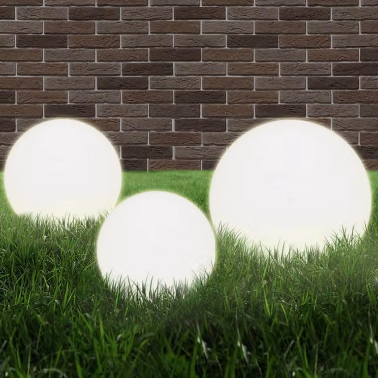 The Living Store Set di luci da giardino a LED 3 pezzi sferici 20/30/40 cm PMMA