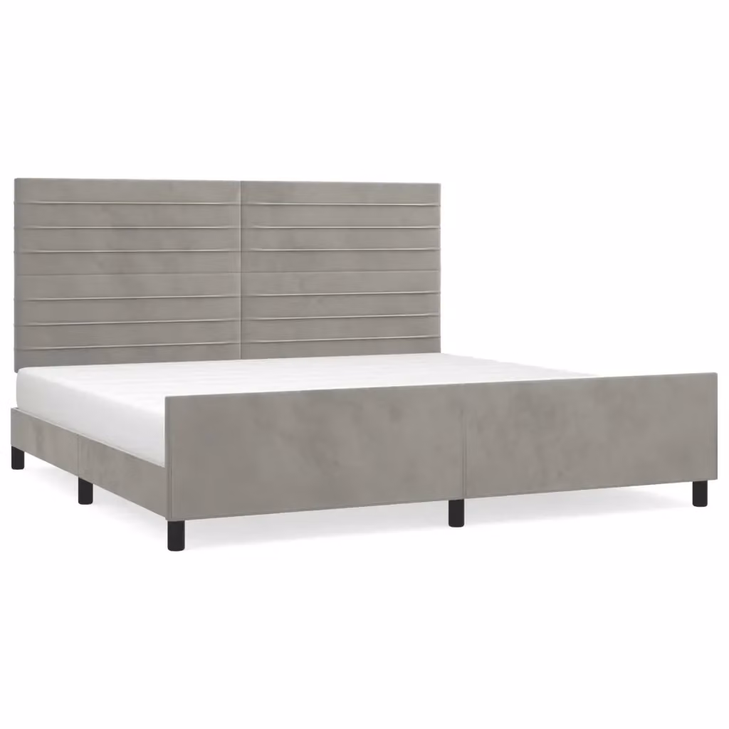 Giroletto senza materasso vidaXL in velluto grigio con struttura in legno di larice L/P/H: 200 x 203 x 128 cm – 2