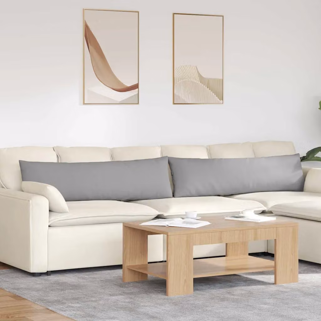 Set di 2 cuscini da divano vidaXL in tessuto grigio, forma rettangolare, L 145 x P 40 cm
