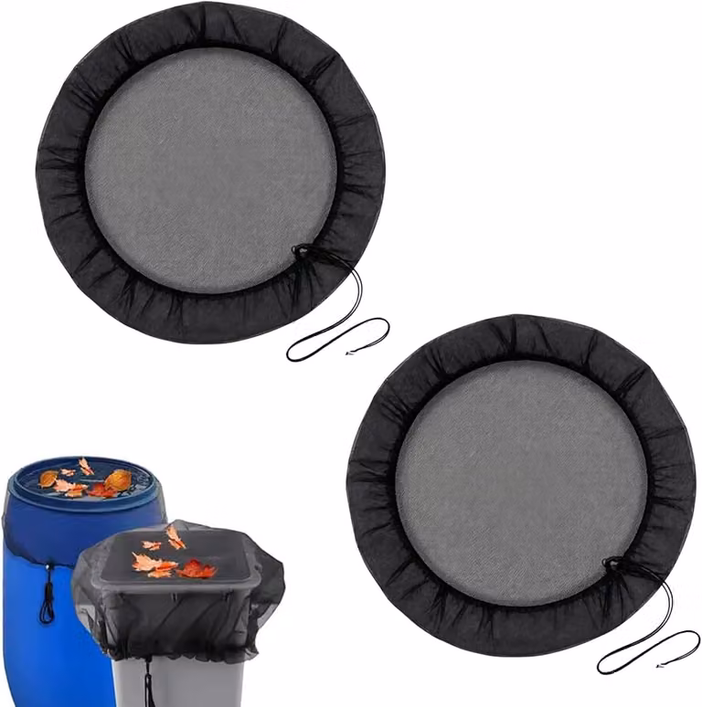 Copertura per bidone di raccolta dell'acqua piovana, 2 pezzi, diametro 120 cm, con cordoncino, per coprire i bidoni di raccolta dell'acqua piovana