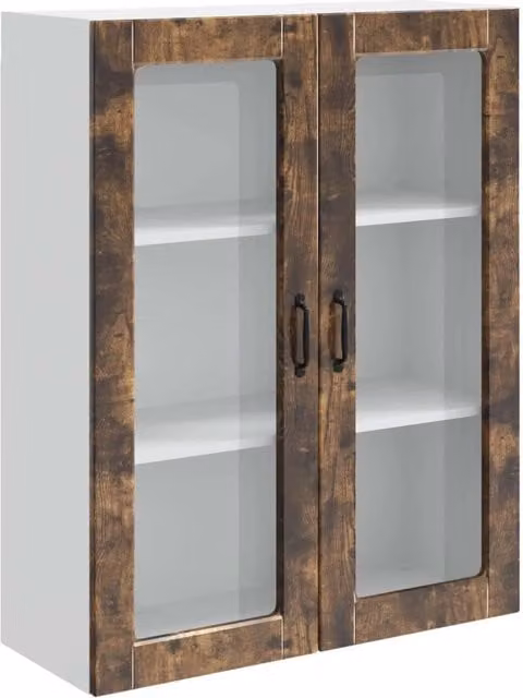 Mobile da cucina rettangolare con ampio spazio di archiviazione moderno 80 x 31 x 100 cm in legno multistrato rovere fumo 02_0053838