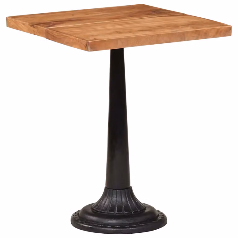 vidaXL Tavolo da Bistrot Quadrato in Legno di Acacia e Metallo, Marrone, L 60 x P 60 x H 76 cm