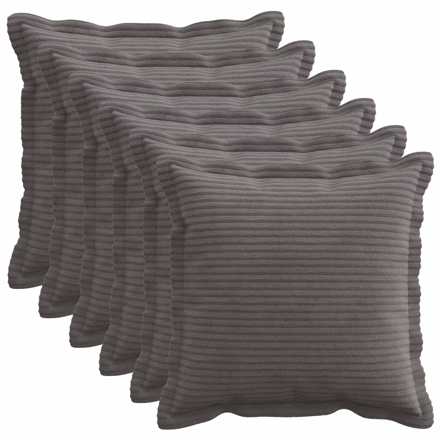 Set di 6 federe vidaXL HOUTEN in velluto a coste, Grigio Scuro, 30 x 30 cm