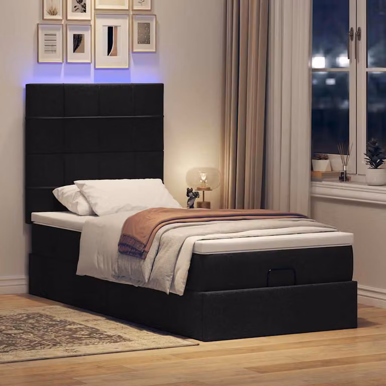 Maison Exclusive - Pouf Letto con Materasso e LED Nero 80x200cm in Tessuto