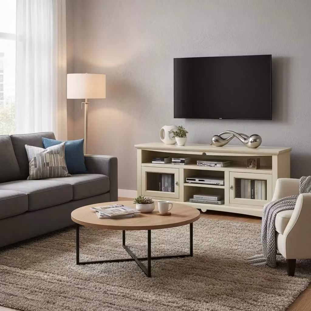 Mobile porta TV Goccia Mobili 2G in legno e vetro, colore beige e bianco, stile moderno L/P/H: 170 x 46 x 69 cm – 3