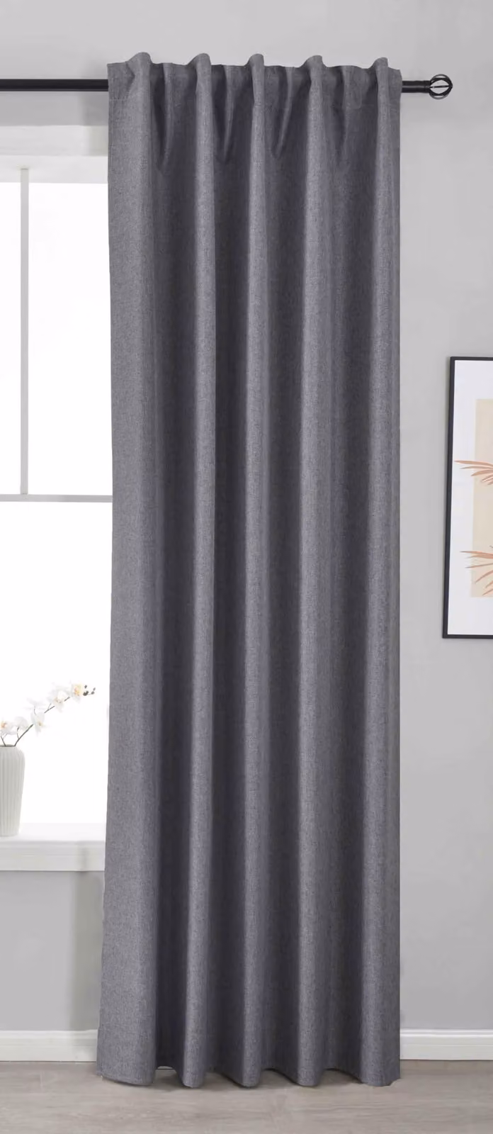 Solidchoice - Tenda oscurante di alta qualità, 245 x 140 cm - Grigio scuro con sistema di sospensione a più bande