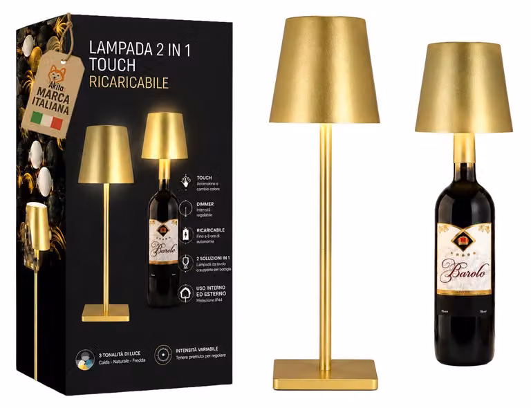 Akitaink Lampada da Tavolo LED Oro Ricaricabile