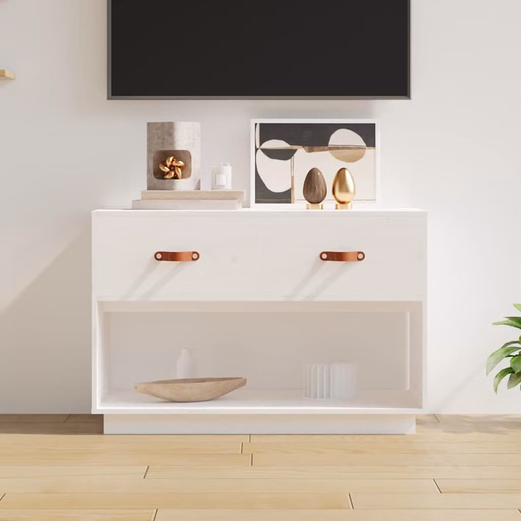 vidaXL Mobile Porta TV Bianco in Legno di Pino con L/P/H: 90 x 40 x 60 cm