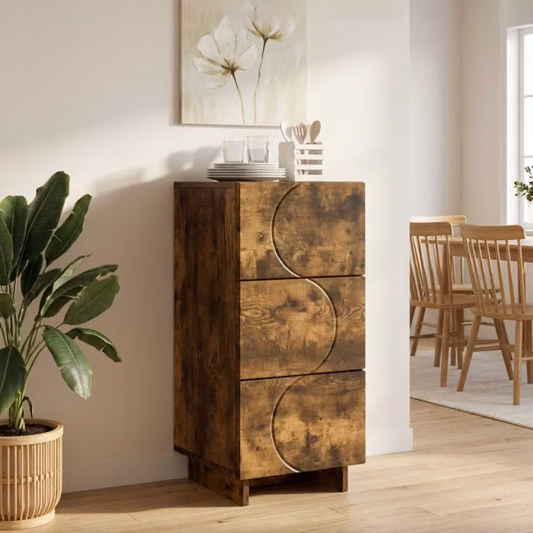 Credenza moderna vidaXL in legno ingegnerizzato color rovere fumo L: 33,5 cm, P: 34,5 cm, H: 75 cm