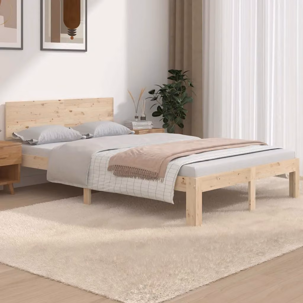 Giroletto vidaXL in legno massello di pino color marrone e beige con doghe fisse L/P/H: 120 x 200 x 69,5 cm