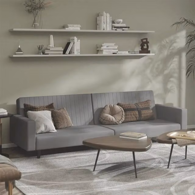 Divano Letto Click-Clack a 2 Posti vidaXL in Velluto Grigio con Struttura in Legno Massello