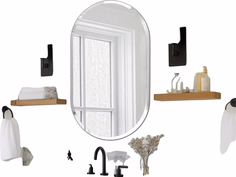Specchio da bagno ovale senza cornice, vetro resistente, stile minimalista, 40x20 pollici