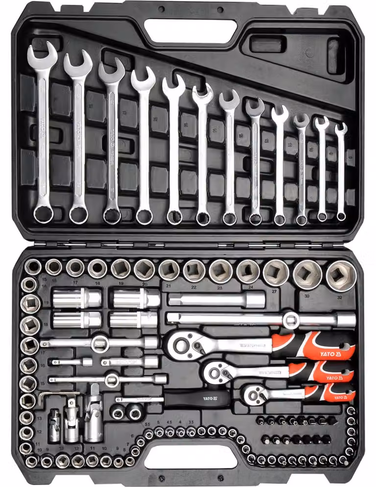 Set di utensili da 1/4", 3/8" e 1/2", 111 pezzi.