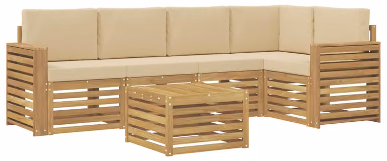 Set di divani da esterno, 6 pezzi, colore beige, dimensioni 59 x 59 x 37 cm