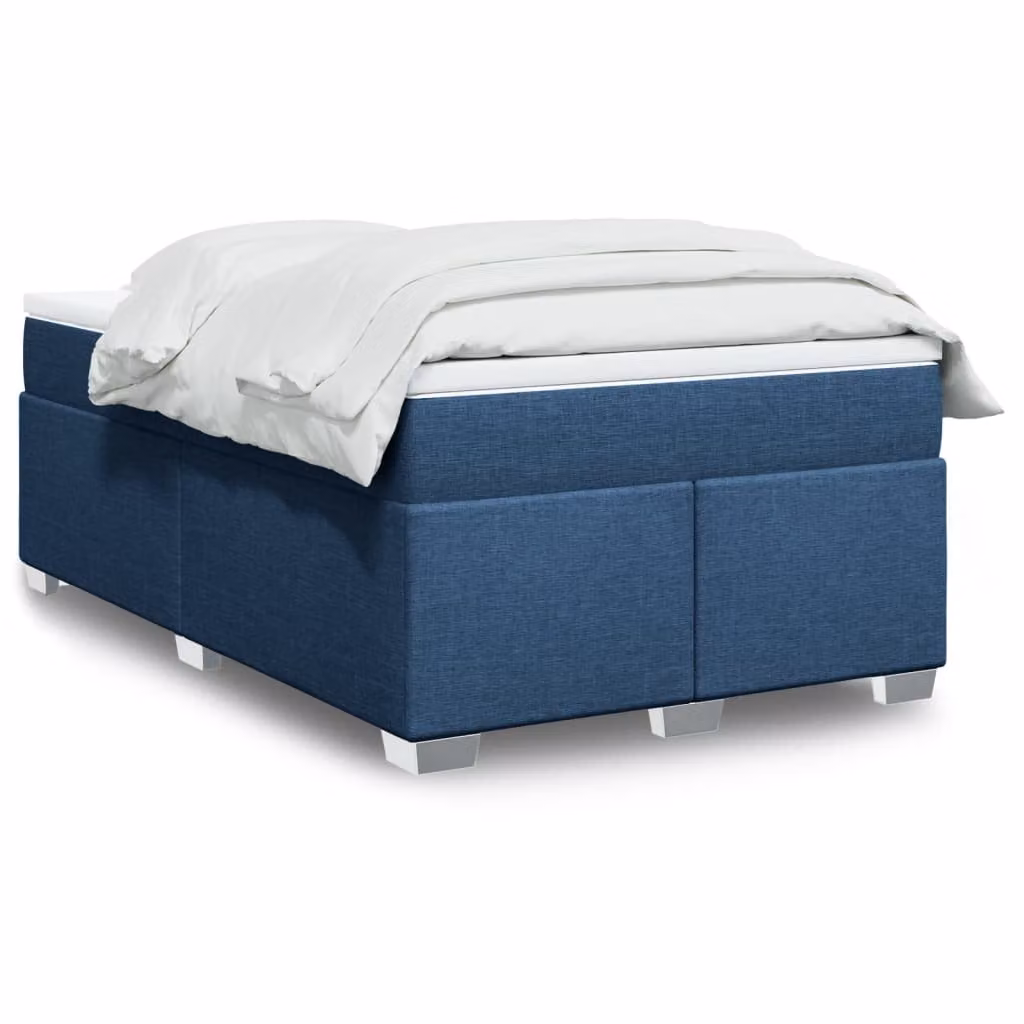 vidaXL Giroletto a Molle con Materasso Blu e Bianco in Tessuto L/P/H: 120 x 190 cm
