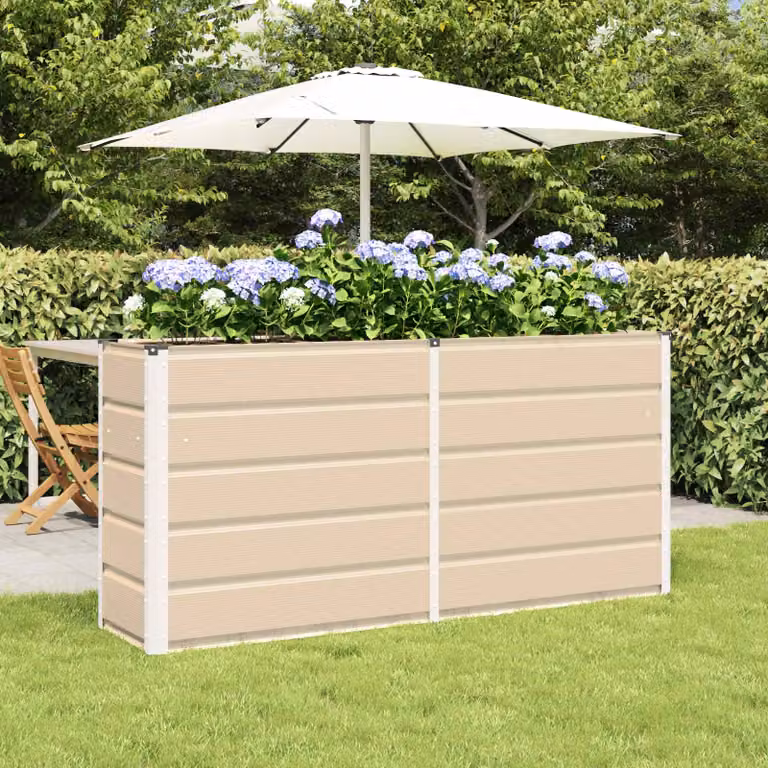 Fioriera vidaXL in acciaio e plastica, colore bianco/beige, L: 160 cm, P: 40 cm, H: 75 cm