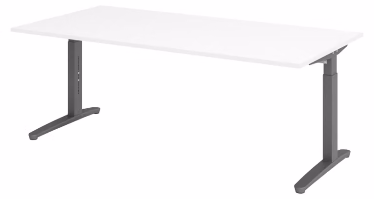 Scrivania bümö serie XB - Decorazione: bianco, struttura: grafite, dimensioni: 200 x 100 cm