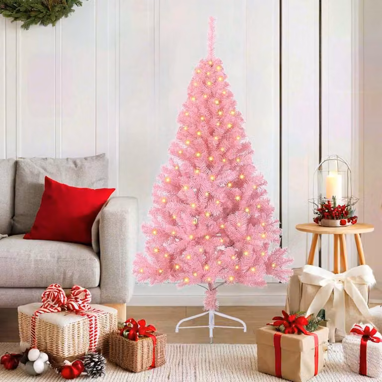 Maison Exclusive - Albero di Natale artificiale preilluminato Rosa 150 cm PVC