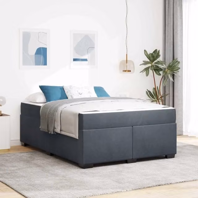 Struttura letto moderna vidaXL in tessuto grigio con contenitore L: 160 cm, P: 200 cm, H: 66 cm – 1