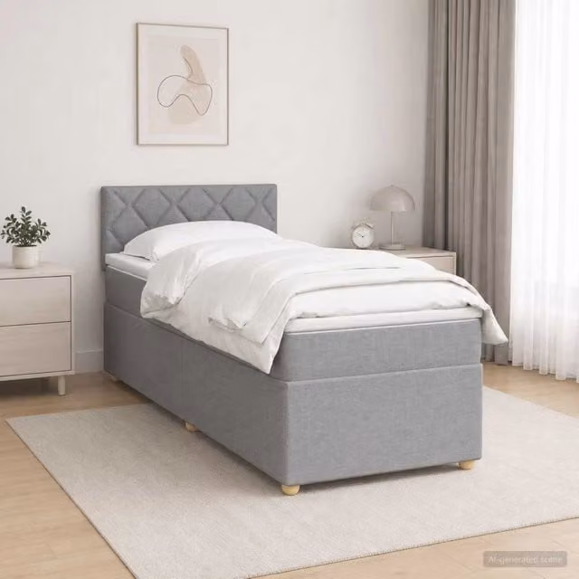 Letto box spring con materasso Grigio Chiaro 90 x 190 cm 3450853